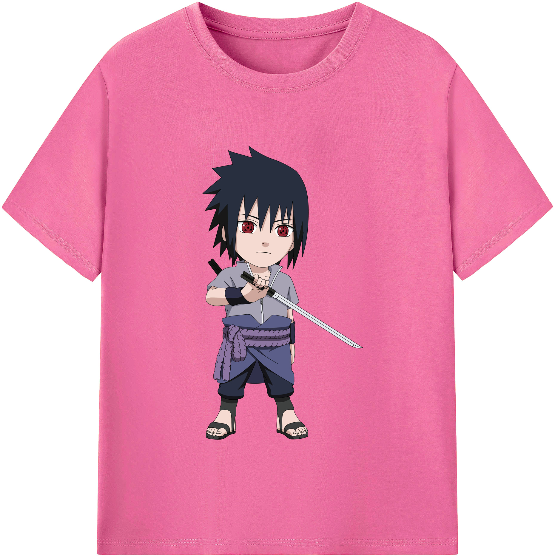 （画像用） NARUTO -ナルト- うちは サスケ Uchiha Sasuke レディースカジュアルプリントTシャツ（綿100％）